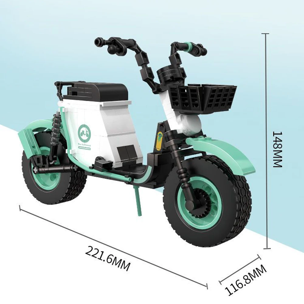 KNEW BUILT Modello di scooter per bicicletta elettrica Mini blocchi di costruzione Giocattoli da costruzione adorabili e educativi