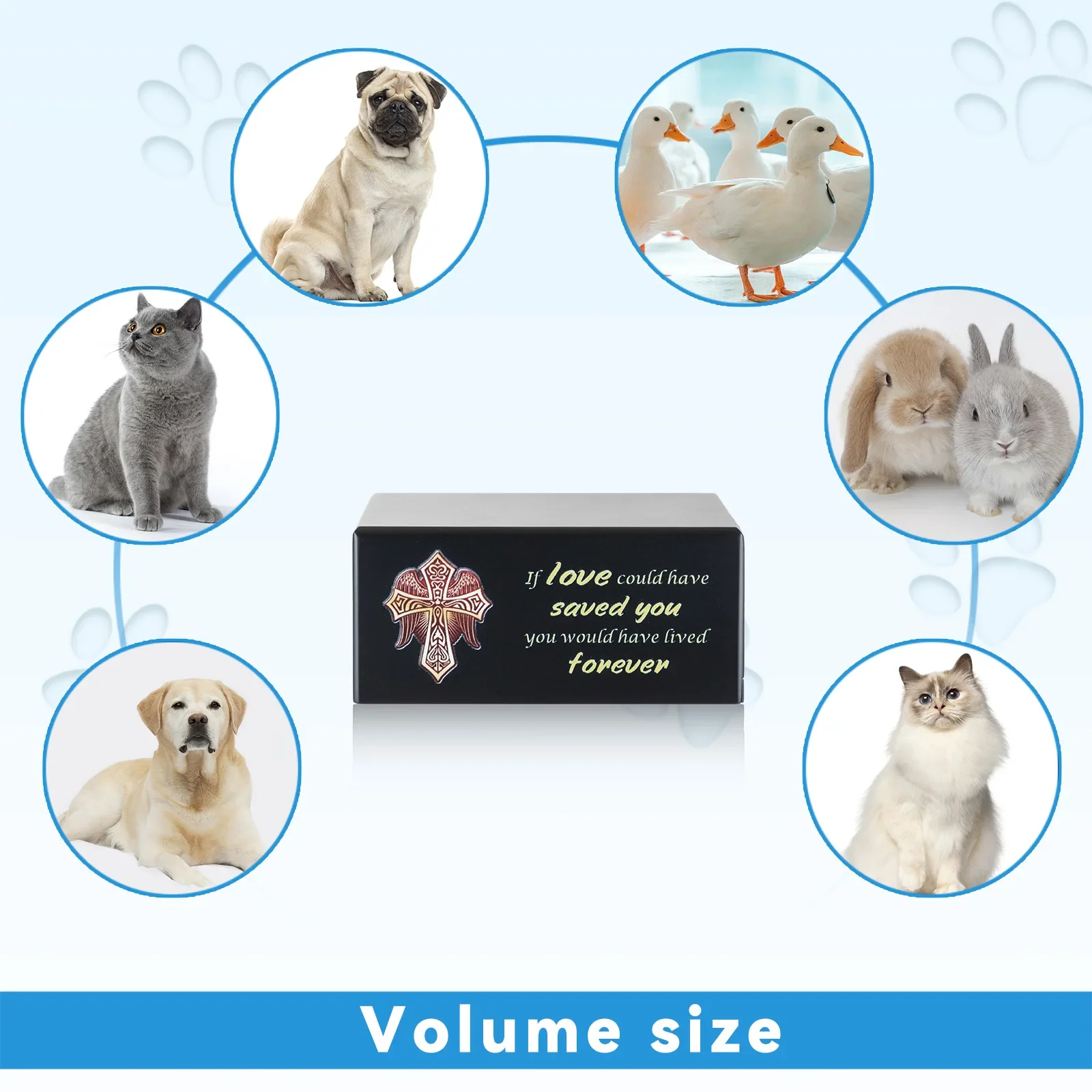 1pcs Pet Cremation Urn with Memorial Word Funeral Ashes Box Rabbit Cat Dog Poultry Memorial Cremation Urns for Human Ashes