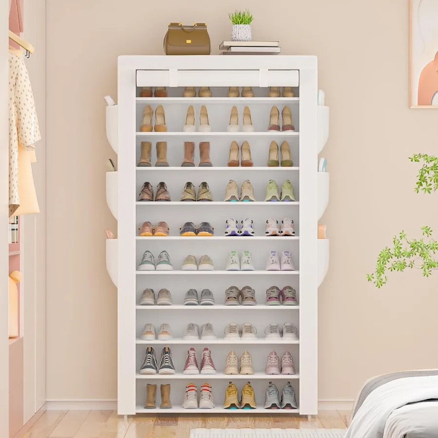 Shoe Rack 10Tier Large Capacity 5056Pairs Beautiful Tall Shoe Shelf Free Standing Storage Cabinet Entryway Closet