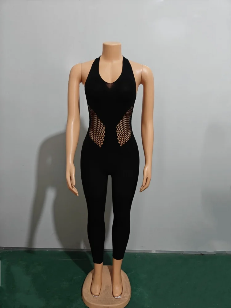 Wmstar Jumpsuit Women Wholesale Sexy Club Outfits Underwear Sexy Halter Tulle Backless Swimsuit Nightclub One Piece Outfits