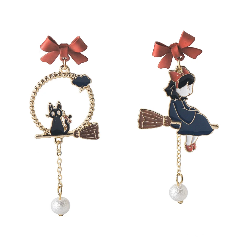 

Women Earrings Cartoon Figure Kiki Cat Jiji Charms Pendant Earring Jewelry Trendy Enamel Eardrop Gift Party Accessories Ear Drop
