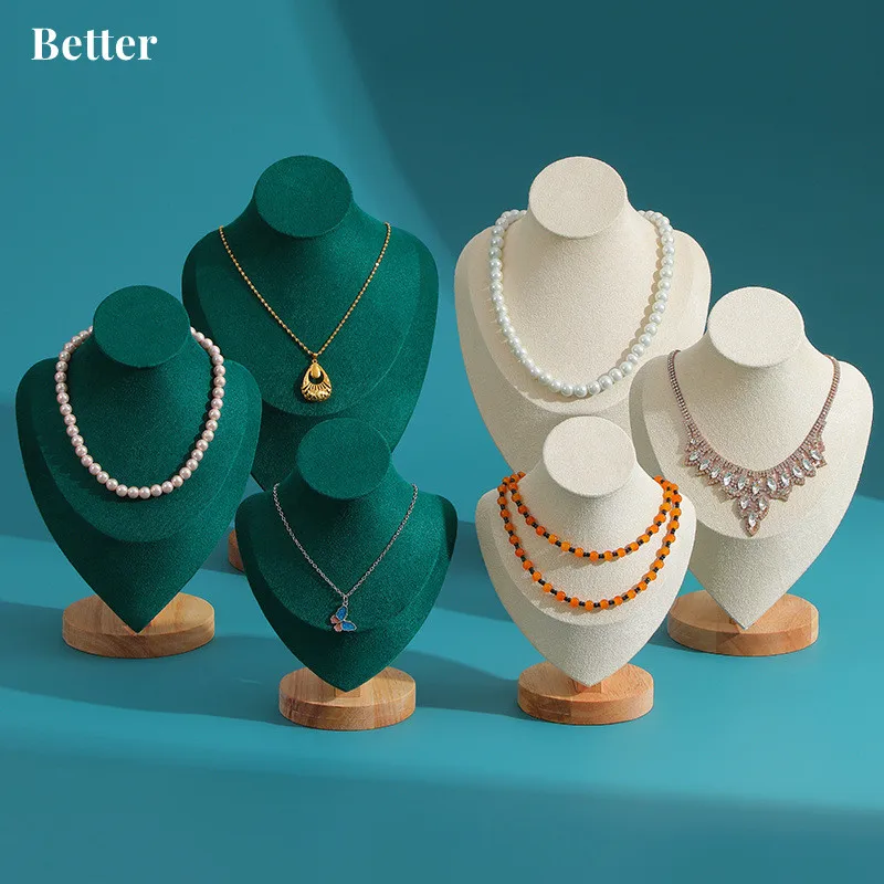 Jewelry Display Bust Solid Wood Necklace Stand for Show Jewelry Showcase Display Holder
