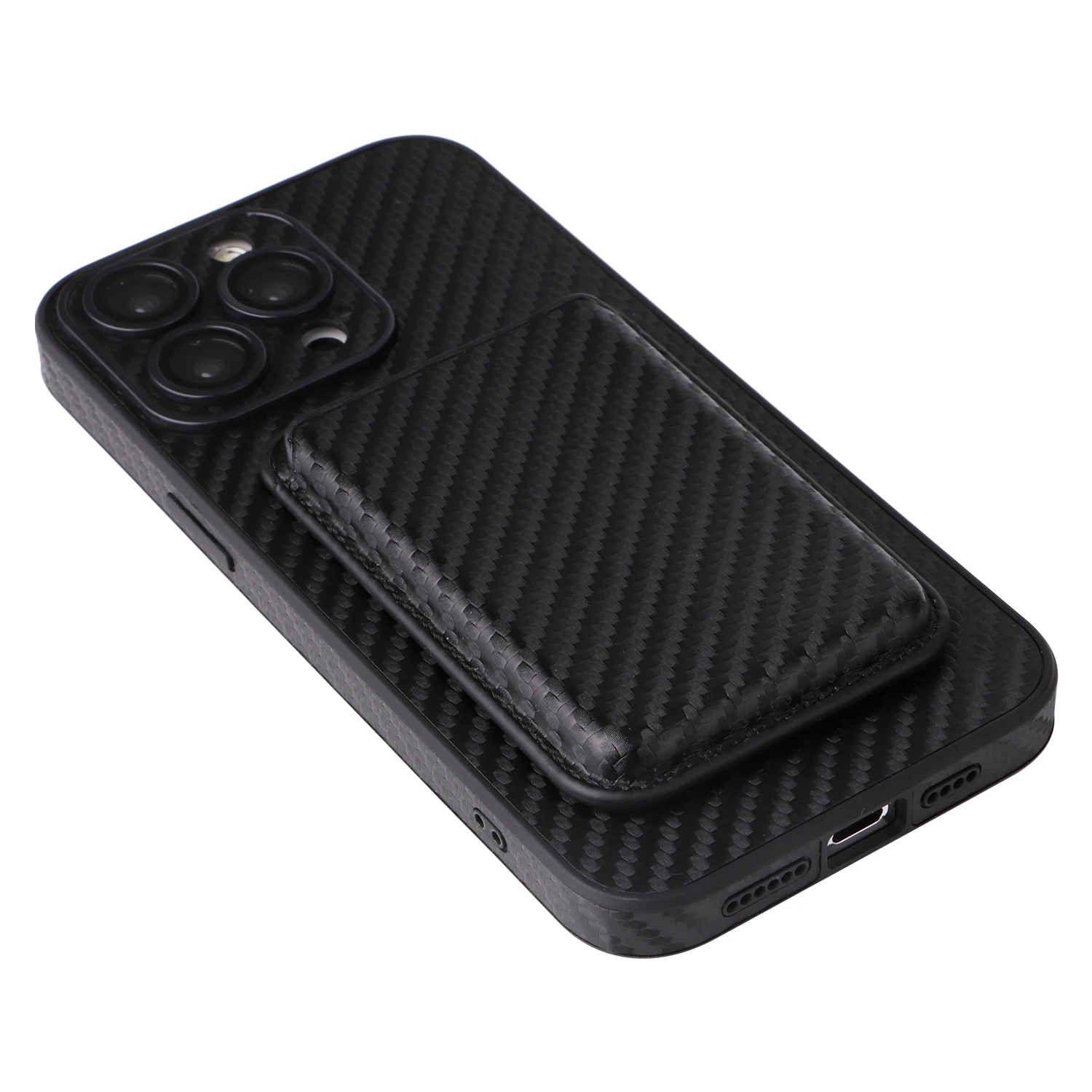 2-in-1 High-end Carbon Fiber Leather Magnetic Phone Case for Iphone 13 14 15 Pro Max Lens Protection Film Strong MagSafe Cover