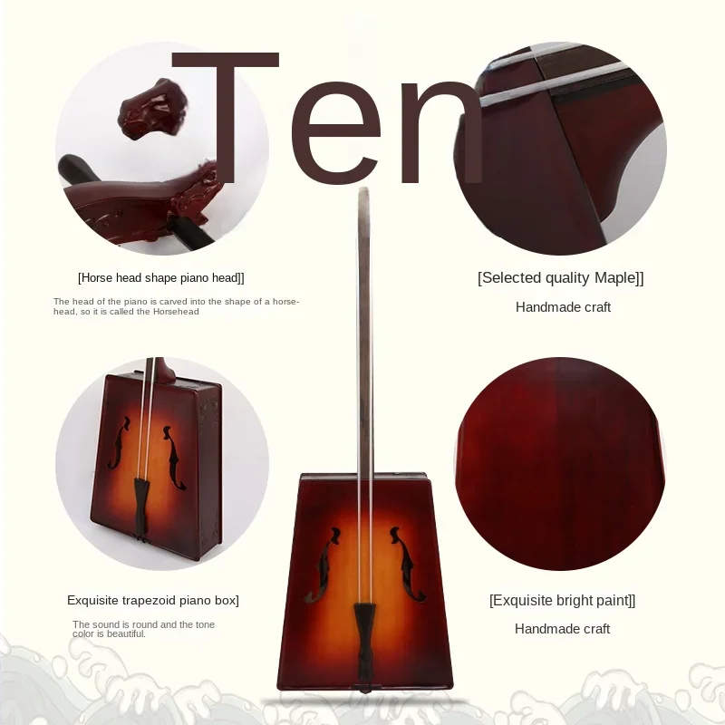 Traditional Folk 2 Strings Instrument Horse Head Professional Inner Mongolia Bowed String Instrument Matouqin
