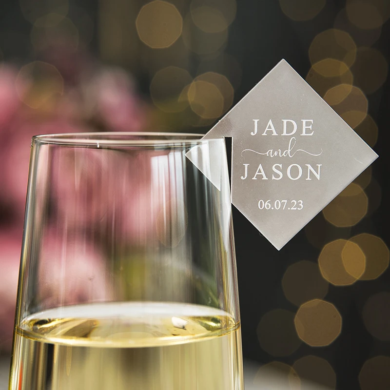 Blank frosted gold acrylic cocktail toppers wedding drink tag wine