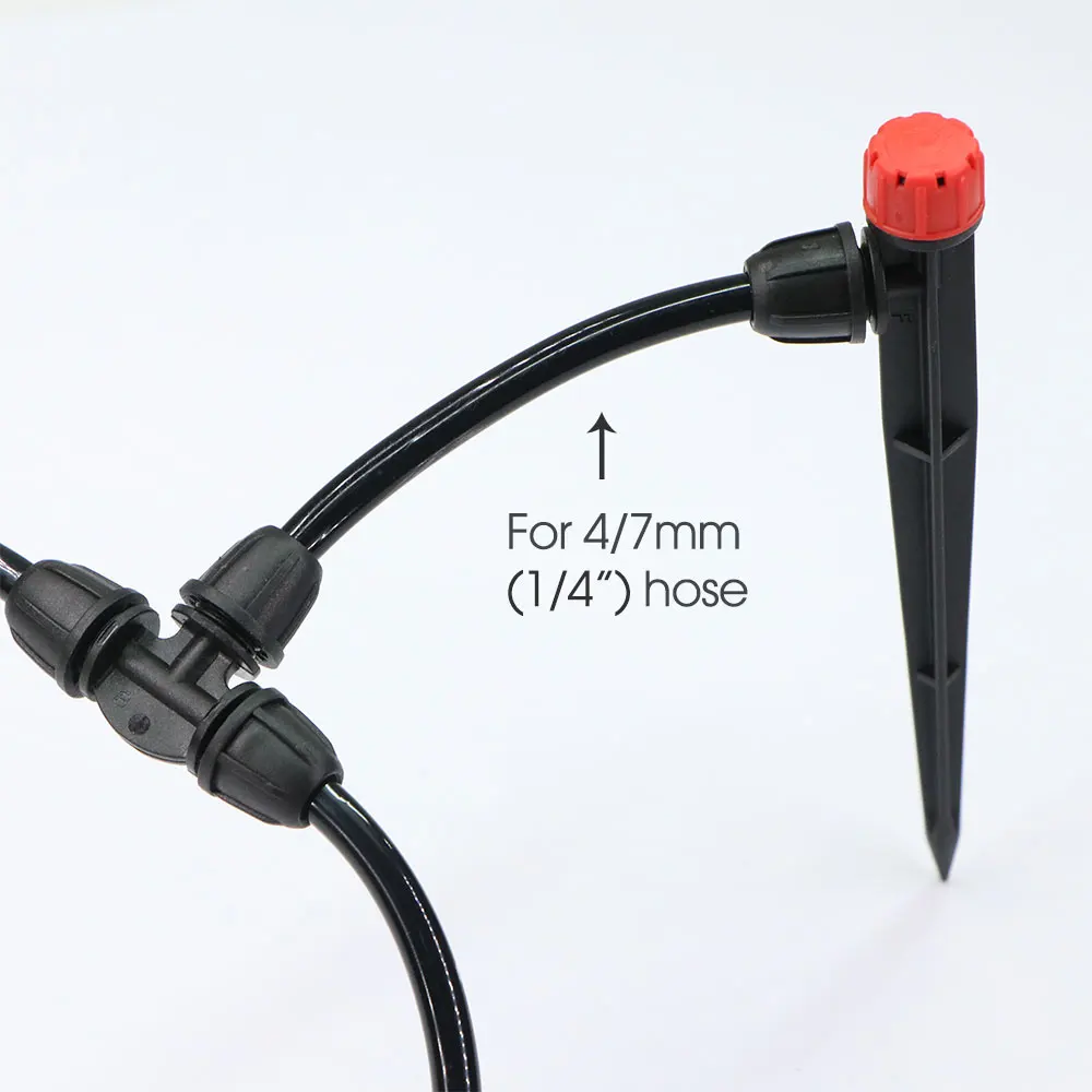 Garden Irrigation Nozzle Garden 13cm Micro Drip Irrigation Sprinkler 1/4" Tube Lock 8-Hole Adjustable Nozzle Dropper for 4/7mm Hose Potted Plant Watering