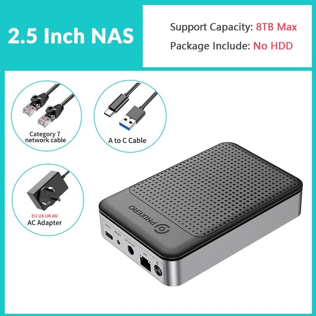 PHIXERO Personal Family NAS Private Storage 2.5"3.5"HDD/SSD Hard Drive