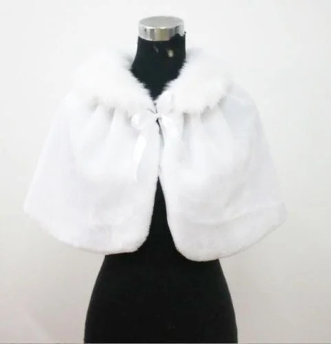 Faux fur Wedding Bridal Stole Ladies Shawl Winter Cloak Bolero Coat Party Jacket Shrug janevini 2020 elegant bridal fur wrap bridal shawl faux fur wedding bolero winter warm white coat wine ladies party stoles