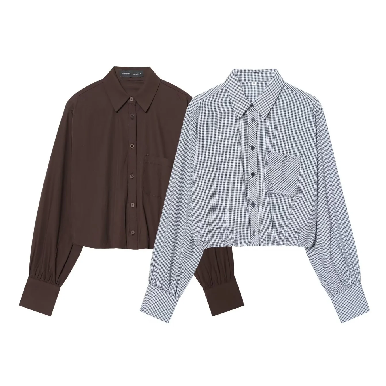 Women Casual Plaid Short Shirt Female Chic Full Sleeves Single Breasted Loose Shirts Spring Autumn Lady Daily Streetwear Shirts