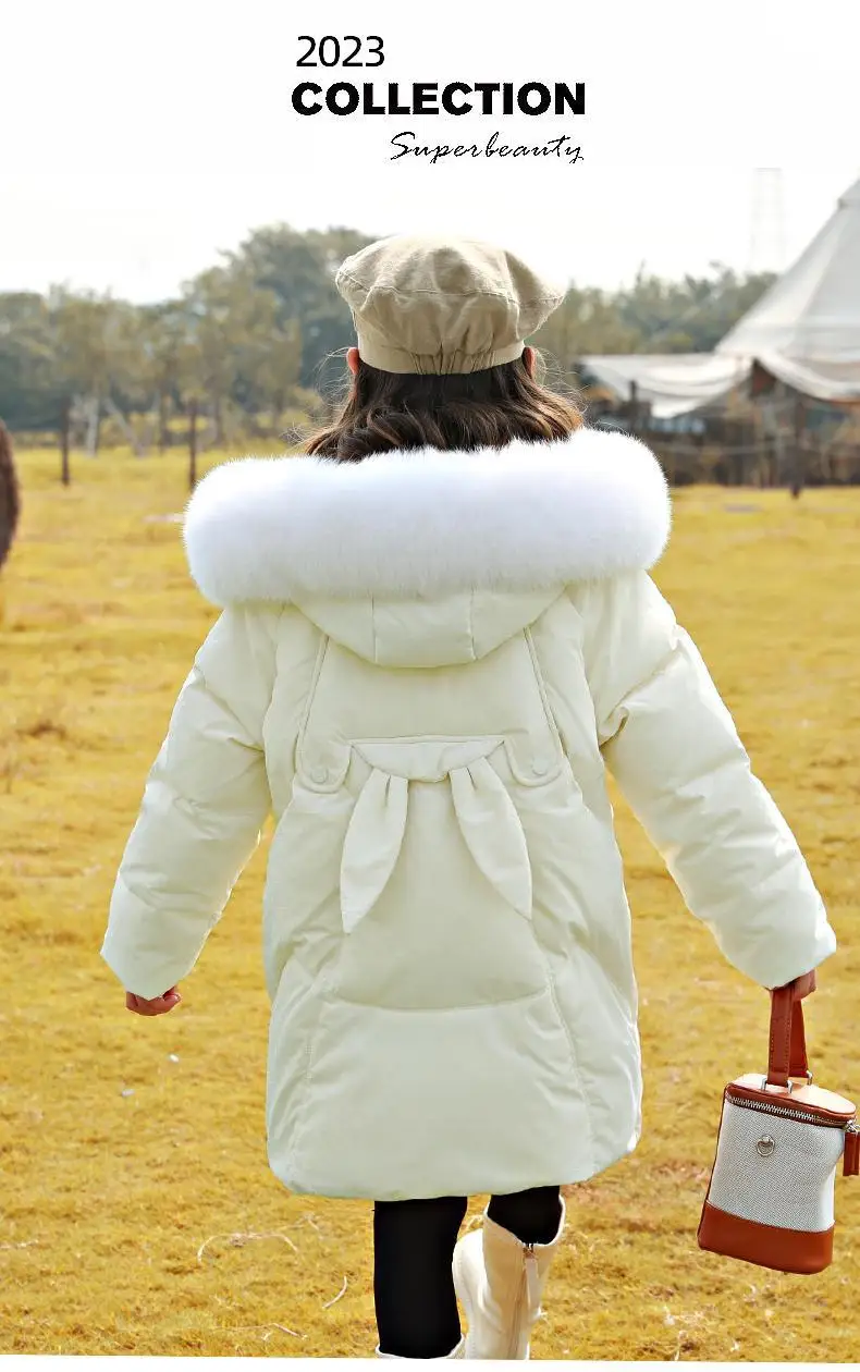 OLEKID -30 Grad Winter-Daunenjacke für Mädchen mit Kapuze, dick, warm, lang, Teenager-Mädchen-Jacke, Mantel, 5–14 Jahre, Kinder, Mädchen-Oberbekleidung – Detail 14