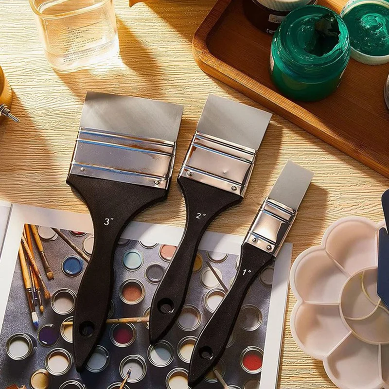 AA51-5Pcs 실리콘 페인트 브러시 세트, 수성 아크릴 페인트, 구아슈(1In,1.5In,2In,2.5In,3In) 용 평면 모양의 페인팅 도구