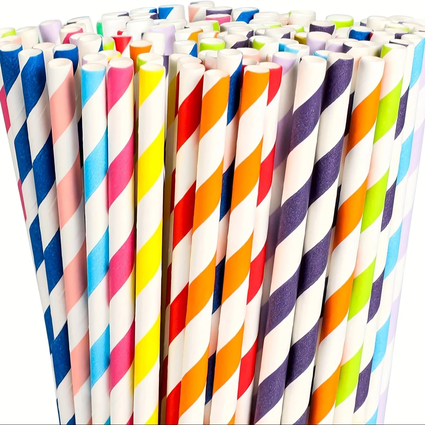 Rainbow Striped Paper Straws for Drinking disposable reusable straws Coffee Shop Bar Restaurant supplies 6mm*197mm 100pcs Bulk