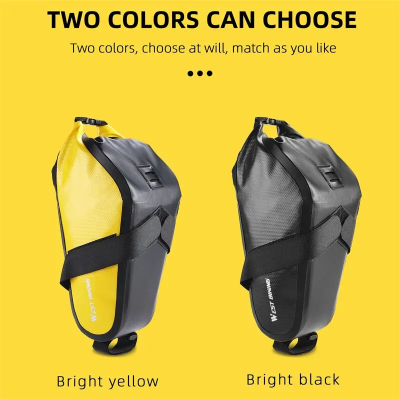 WEST BIKING Waterproof Saddle Bag Tools Storage Rear Seat Tail Bag 2.3L MTB Road Bicycle Roll Closure Pouch Cycling Accessories