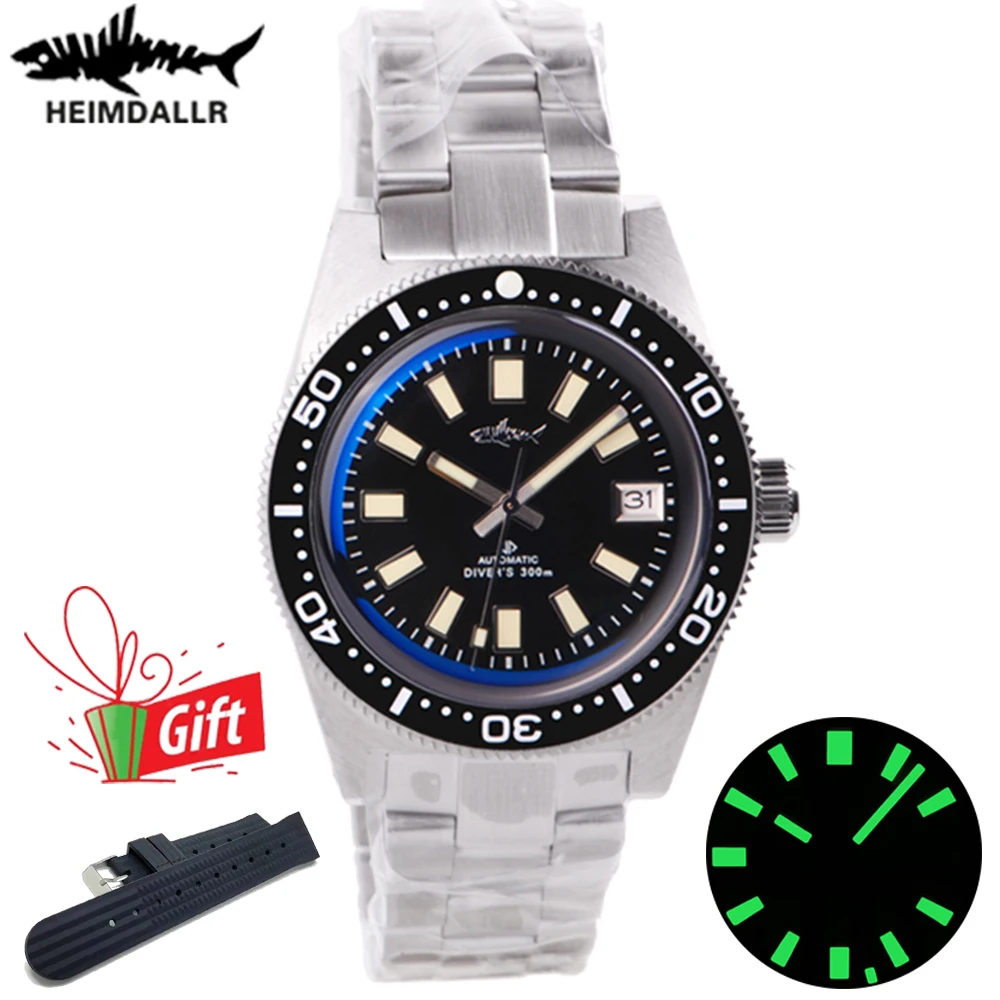 Heimdallr 62Mas Automatic Machinery Watch Men Nh35A Movement Diver Watch 300M Orologi Resistenti All'Acqua Quadrante Luminoso Vintage