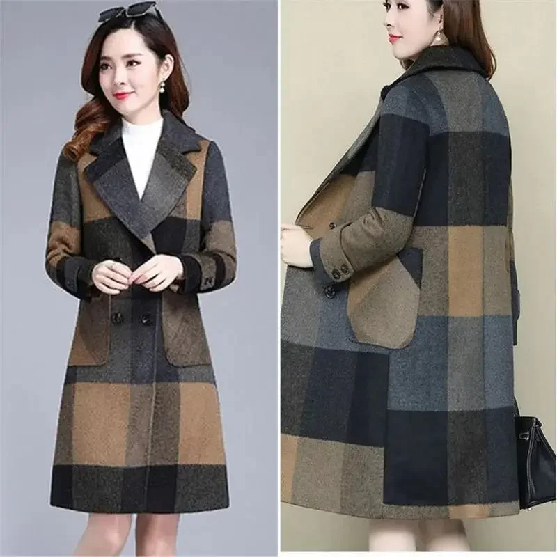 معطف صوفي من القطن السميك مقاس كبير بطول الركبة مت...