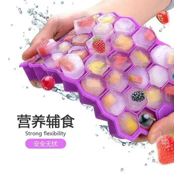 벌집 모양 아이스 큐브 트레이, 재사용 가능한 실리콘 아이스 큐브 몰드, BPA 프리 아이스 메이커, 탈착식 뚜껑, 쉬운 릴리즈