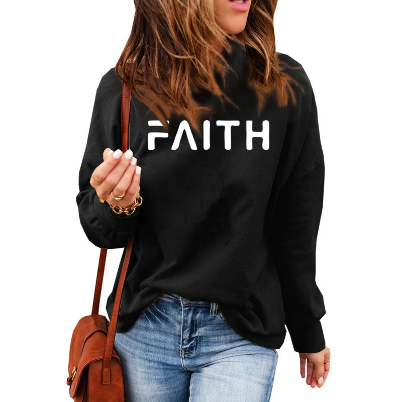 

Streetwear Hoodies Kawaii Women Sweatshirt Autumn Long Sleeve Hoodies Harajuku Hoodie Faith Print