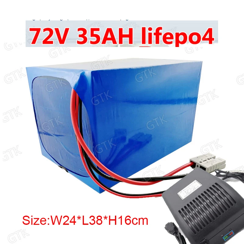 

Аккумулятор lifepo4 GTK на заказ, 72 в, 35 Ач, с BMS, для велосипеда, скутера, трехколесного велосипеда, мотоцикла, скутера, мотоцикла с зарядным устройством 10 А