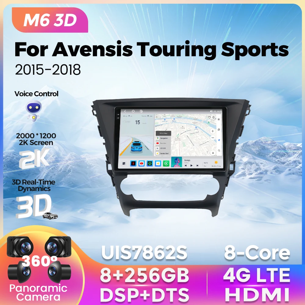

Автомагнитола M6 3D UI, мультимедийный плеер с 2K экраном, GPS Навигатором, для автомобилей TOYOTA Avensis Touring, Android, BT