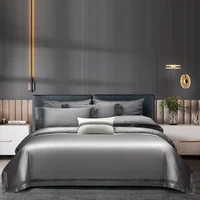 1400TC Egyptian Cotton Grey Luxury Hotel Style Hollow Wide Edge Bedding Set Duvet Cover Bed Sheet Fitted Sheet Pillowcases 4Pcs 1