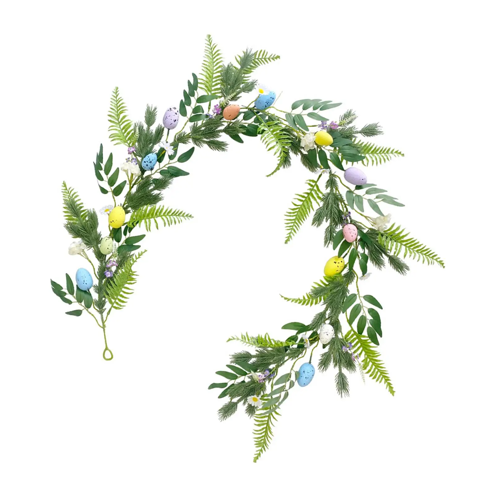 Easter Flower Vines Garland Ornament Green Leaves Rustic Spring Summer Wreath Easter Colorful Egg Wreath for Birthday Farmhouse