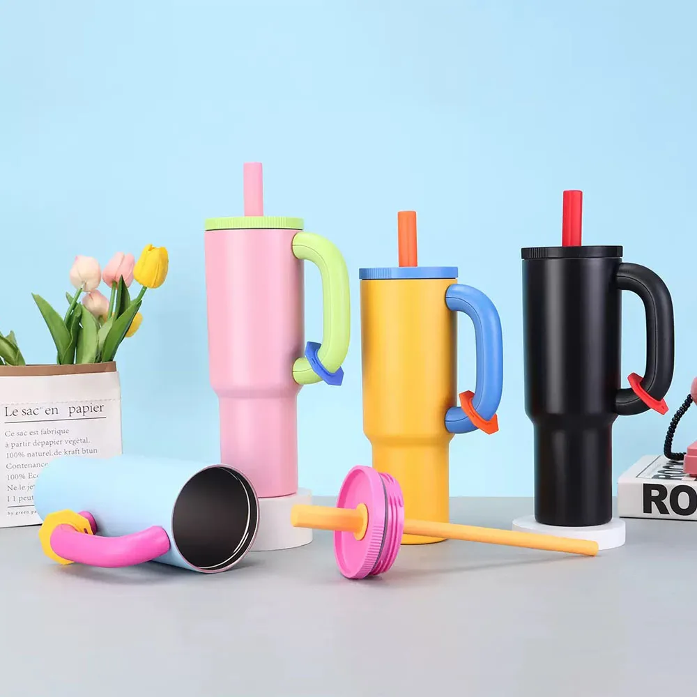 Chakolab 40Oz Stainless Steel Tumbler Travel Mug With Straw Fits Car Cup