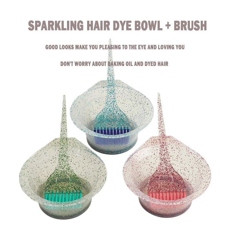 Professional Plastic Crystal Hair Coloring Brush Comb Cream Mixing Blender Bowls