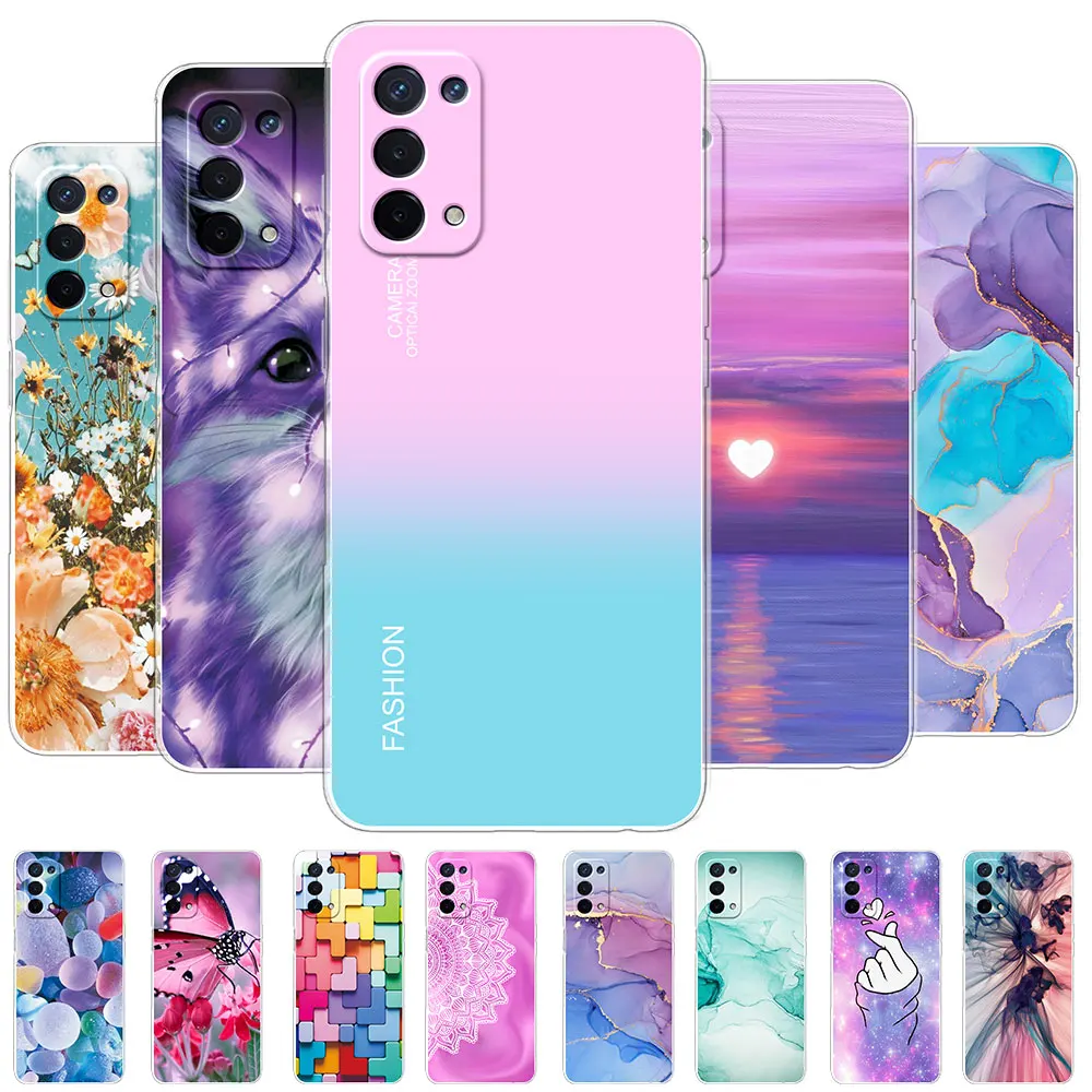 Per Oppo A54 5G Custodia Marble Fashion Soft Silicone Tpu Trasparente Per Oppo A54 Custodia Per Telefono Per Oppo A54 A 54 Funda Coque