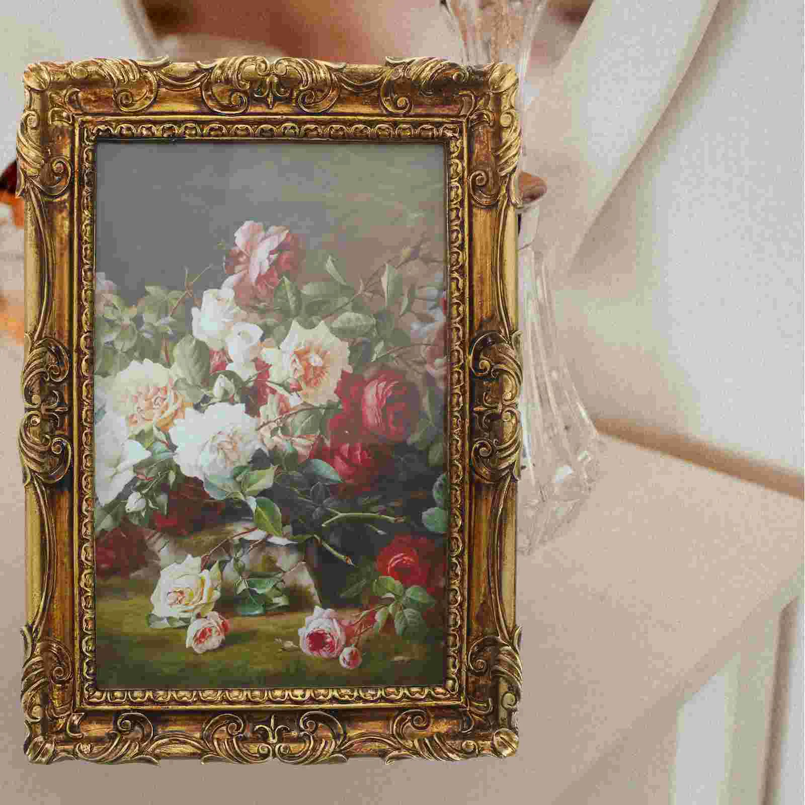 

European Style Photo Frame Retro Embossed Photo Display Holder Home Table Wall Picture Frameation