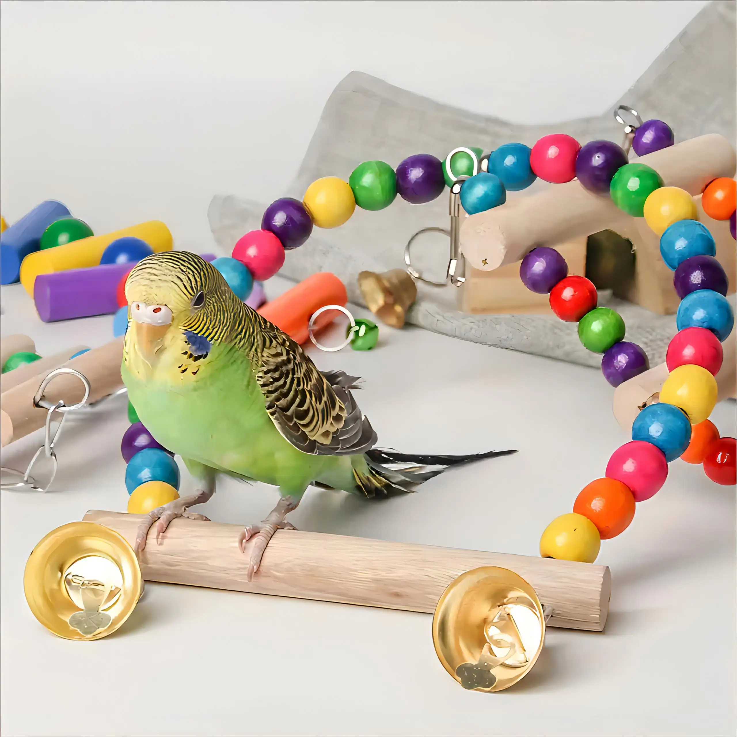1 Pc Bird Toy Set Rocking Chewing Training Combination Toy Bird Cage Parrot Hanging Hammock Parrot Cage Ladder Pet Supplies