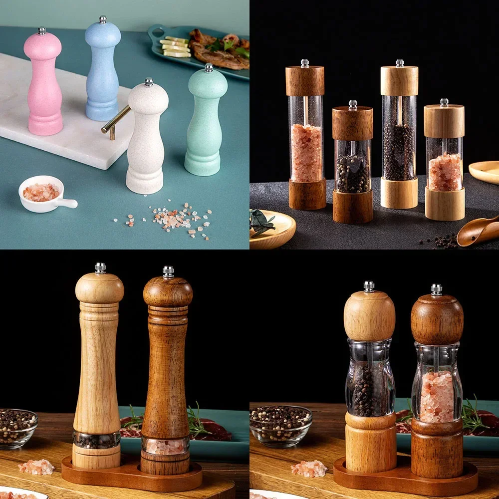 6 Inch Pepper Grinder, Manual Spice Grinder, Wooden Pepper Grinder