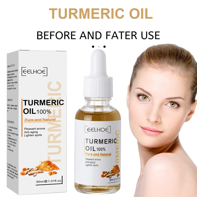 Turmeric Face Serum Shrink Pore Essence Repair Melanin Brighten Moisturizing Nourish Cur-cumin Oil Fade Dark Spot Skin Care 4