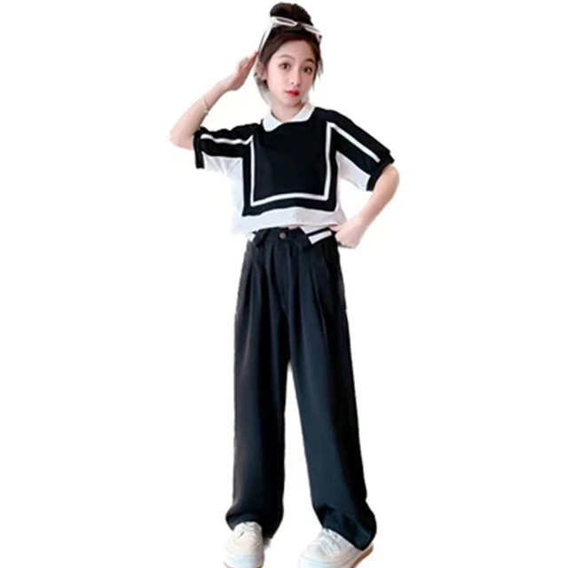 Kids Costume Teen Girls Clothing Set Cotton 2023 Summer Top+Suit Pants  School Children Fashion Korean Thin Outfits High Quality - AliExpress