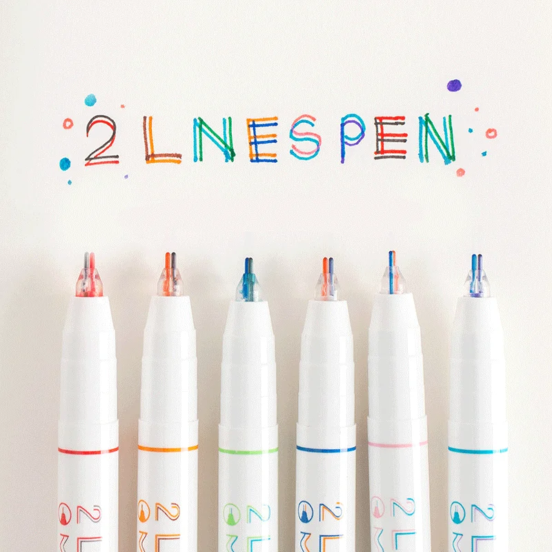 

6PCS Colored Two-color highlight marker three-dimensional color pen Gel Pen Set 0.5mm Diary Stationery Office school supplies