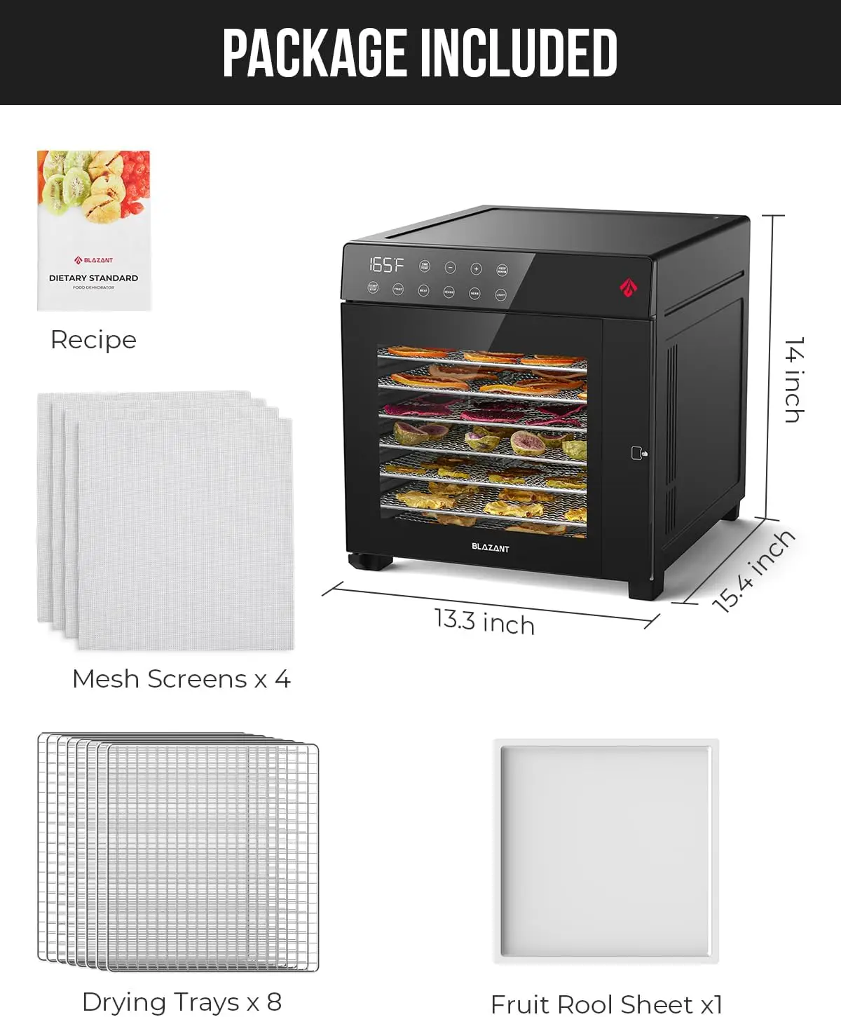 Machine 8 Trays, Stainless Steel Dehydrators for Food and Jerky large capacity, Adjustable Temperature 6