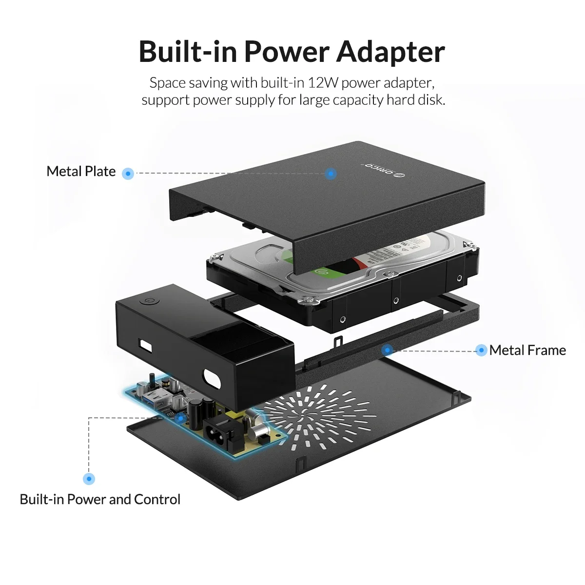 ORICO-2.5 3.5 ġ HDD ̽  ϵ ̺ Ŭ SATA to USB3.0 5Gbps HDD ڽ, 2.5 3.5 SSD  ũ ̽  