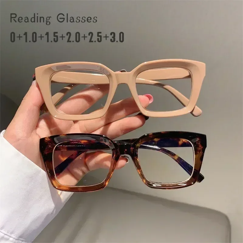 Reading Glasses 2025 Oversized Square Reading Glasses Men Women Portable Large Frame High-definition Presbyopia Eyeglasses Diopter 0~+ 3.5