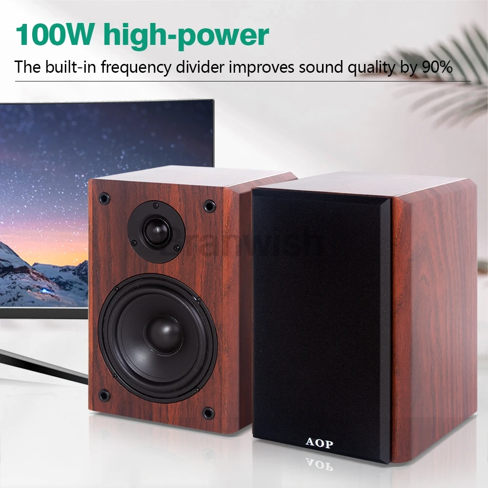 100W 5.25 Inch Home High-power Bookshelf Passive Desktop Monitor Wall-mounted Surround Sound Hi-fi Speaker