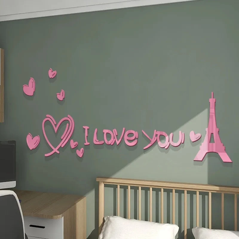 

Sweet Warm Style Bedroom Wall Decals Love Pattern Living Room Background Wall Sticker 3D Three-dimensional Home Wall Decorations