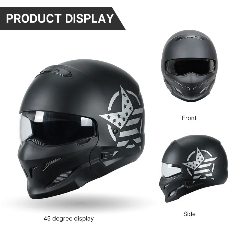  Cascos de motocicleta, casco modular abatible de cara completa,  cascos de moto de nieve para hombres y mujeres con doble visera, casco de  motocicleta integrado modular DOT/ECE, certificado F, 2XL =