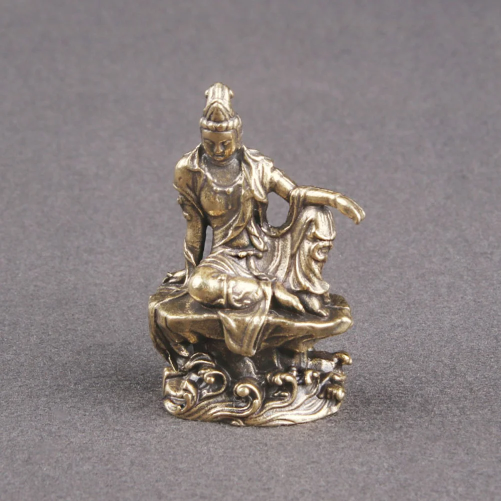 

Brass Buddha Statue Desk Decor Room Figurines Avalokitesvara Outdoor Temple Statues Craft Office