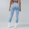 Women Seamless Ribbed Band High Waist Butt Lifting Sports Pants Leggings Compression Fitness Running Gym Workout Wear Suit