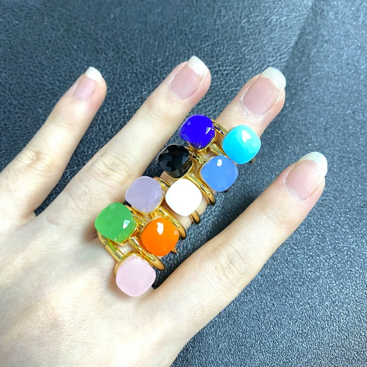 10.6mm Classic Candy Crystal Ring Fashion Jewelry Rose-Gold Plated Colorful Rings Women Girlfriend Birthday Gift Valentine 3