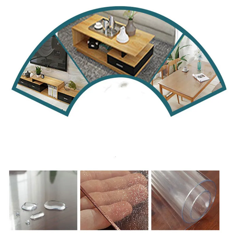 

New Transparent soft PVC waterproof oil resistant scald resistant and washable circular table mat, household plastic tablecloth