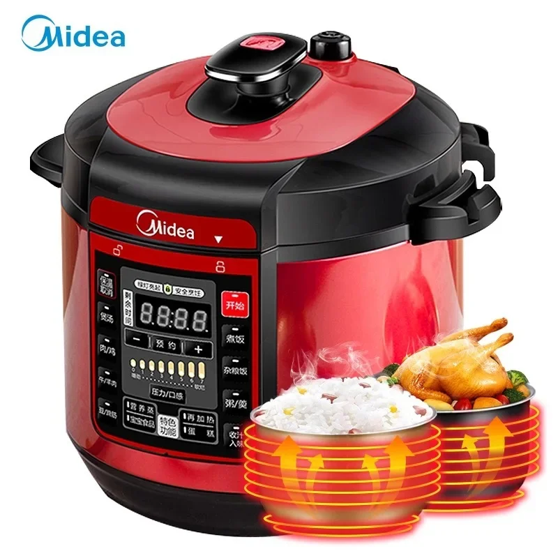 midea electric pressure cooker household fully automatic 5l 6l large capacity three dimensional heating non stick coating Electric pressure cooker Three dimensional heating porridge soup stewing non stick coating inner pot