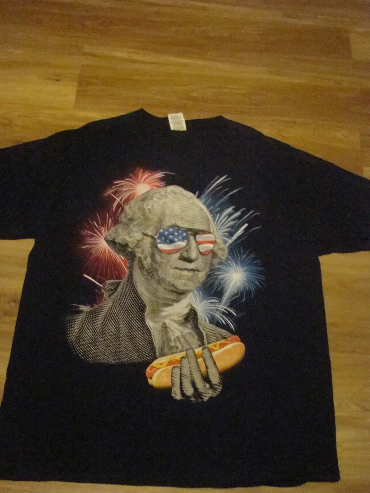 T-Shirt Fuochi D'Artificio Hot Dog Washington Del 4 Luglio Taglia L