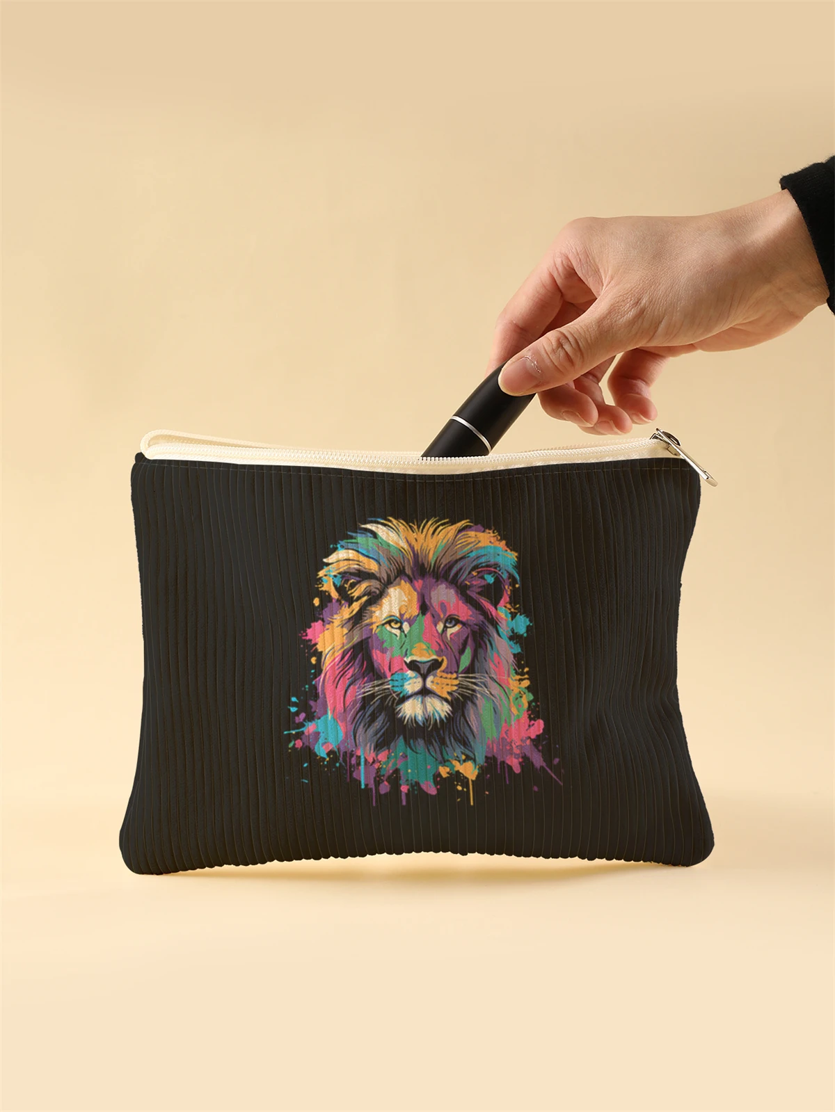 Corduroy Travel Cosmetic Bag Portable Makeup Storage Bag Purses Women Large Capacity Zipper Make Up Organizer Storage Clutch