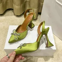 Big Size 41 42 Blue Women Pumps Silk Satin Pointy Toe Rhinestone Crystal High Heels Shoes Slip On Women Wedding Pumps Sandals - Image 5