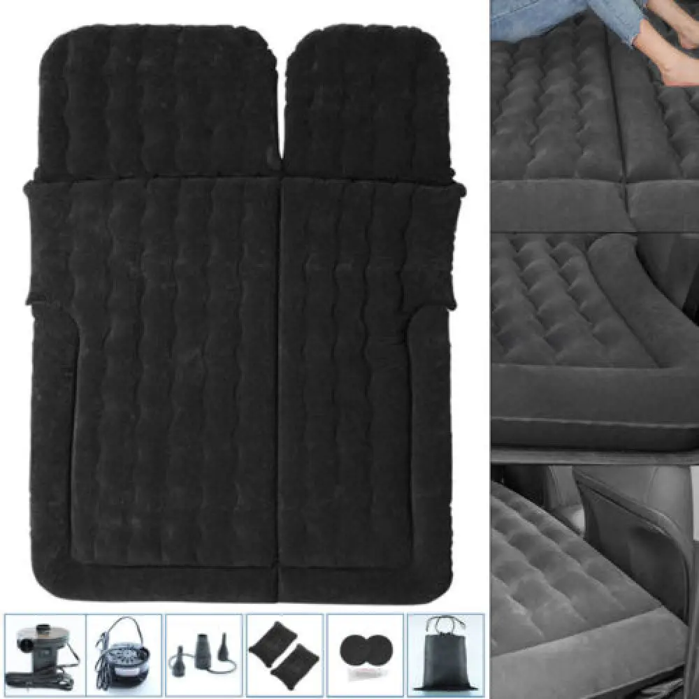 Portable SUV Air Mattress Cushion Inflatable Car Bed Mattress Car Camping Mattress with 2 Pillows Black / Grey / Beige