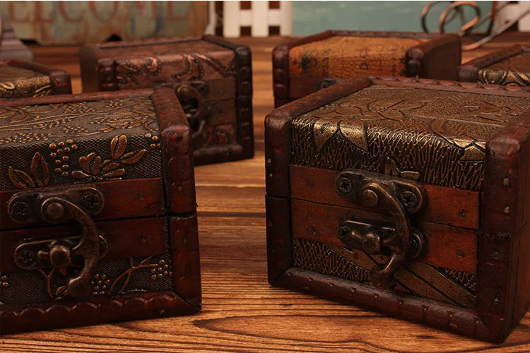 Description Picture 5 of itemExquisite European Vintage Wooden Small Storage Box Creative Badge Brooch Jewelry Box Imitate-Old Hand Made Tabletop Ornament